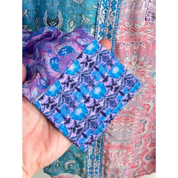 Dream Catcher 100% Silk Colorful Long Sleeve Button-Up Shirt Multi Women's 36/M - Picture 4 of 9